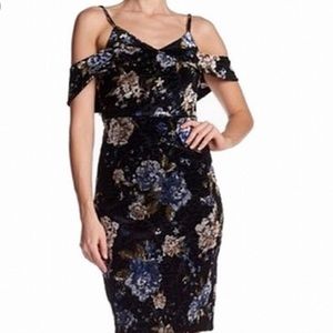 Black Blue Floral Sundress cold Shoulder dress xl
